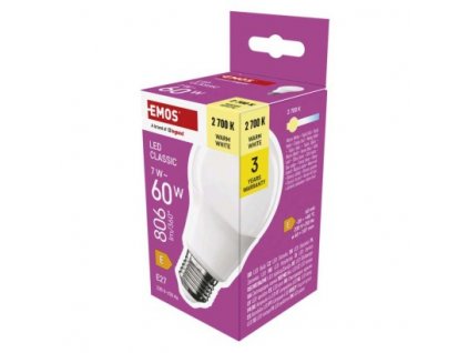 241110 led zarovka classic a60 e27 7 w 60 w 806 lm tepla bila