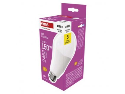 241705 led zarovka classic a80 e27 20 w 150 w 2452 lm neutralni bila