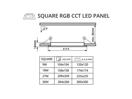 242747 led panel 24v 9w rgbcct 24hb9 ctverec led panel 24v 9w rgbcct 24hb9 ctverec