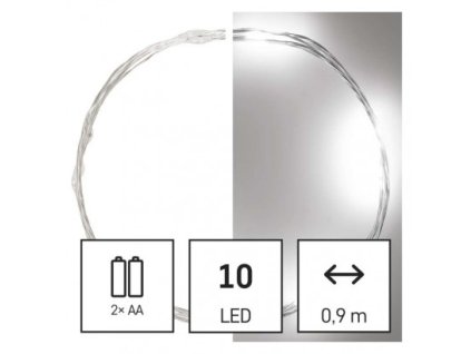 201596 led vanocni nano retez stribrny 0 9 m 2x aa vnitrni studena bila casovac