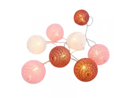 196899 aca decor led girlanda textilni ruzovo bile kulicky tepla bila 2xaa 210 cm