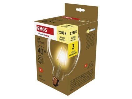 LED žárovka Vintage G125 / E27 / 4,5 W (40 W) / 420 lm / teplá bílá