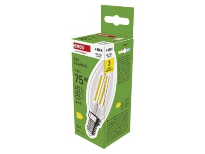 245090 led zarovka filament svicka e14 7 w 75 w 1055 lm neutralni bila