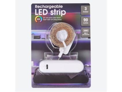 245673 nabijeci led pasek na baterie rgb 3m