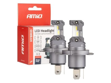245691 led autozarovky hybrid rady h4 h19 6000k canbus 60w amio