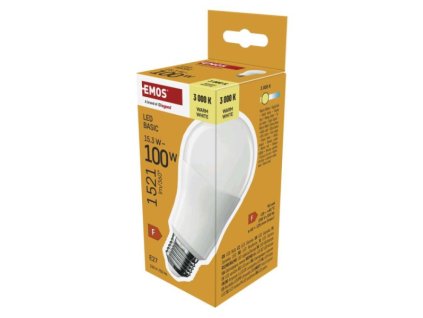248484 led zarovka basic a60 e27 15 3w 100 w 1521 lm tepla bila