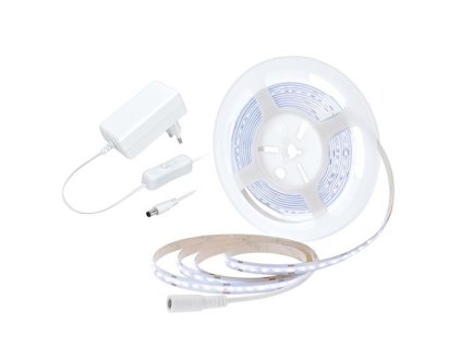249322 cob led pasek sada s adapterem vypinac 5m 8w m 800lm m denni modra
