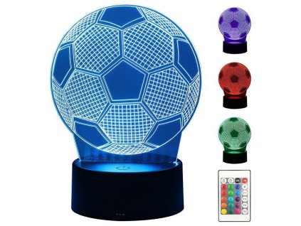 250180 fotbalova nocni lampa 3d led barvy plus dalkove ovladani