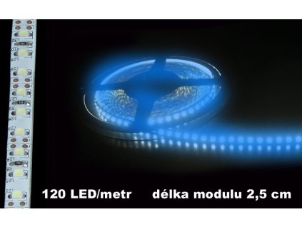3859 led pasek 12v modry ip65 120led bile pozadi vodeodolny 200lm 5m