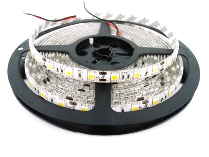 106377 led pasek 12v 5050 60led zality ip65 bile pozadi teple bila 5m