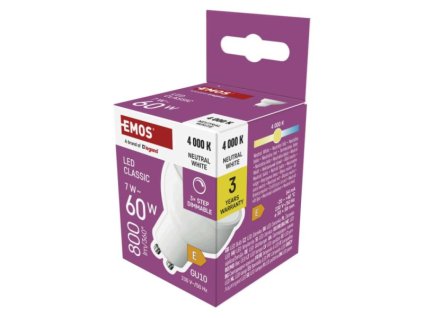 253276 led zarovka classic mr16 gu10 7 w 60 w 800 lm neutralni bila krok stmv