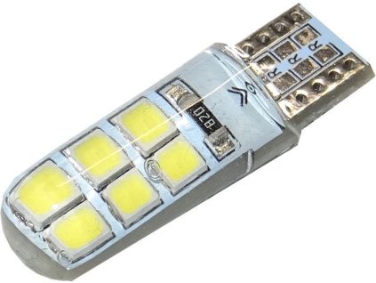 254888 zarovka led t10 12v bila 12xsmd2835 silica