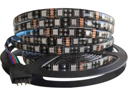 255171 led pasek 12v 10mm rgb 60x led5050 m ip65 cerny podklad civka 5m