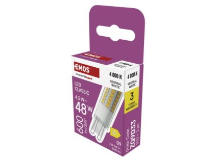 256323 led zarovka classic jc g9 4 3 w 48 w 600 lm neutralni bila