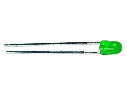 LED 3mm zelená rozptyl.50mCd/20mA 565nm 50°