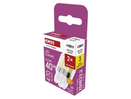 257277 led zarovka classic jc g9 4 2 w 40 w 470 lm neutralni bila 2 ks