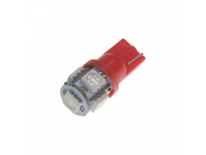LED žárovka 12V s paticí T10 červená 5LED/3SMD