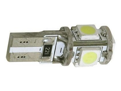24458 zarovka led t10 12v 1 5w bila canbus 5xsmd5050