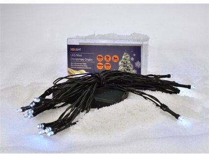 24909 led vanocni retez 3m 20 led 3x aa bile svetlo zeleny kabel