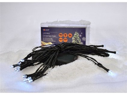 LED vánoční řetěz 3m 20 LED 3x AA bílé světlo zelený kabel