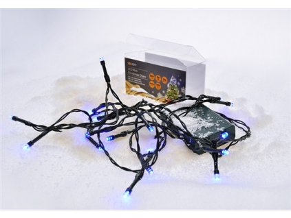 LED vánoční řetěz 3m 20 LED 3x AA modré světlo zelený kabel