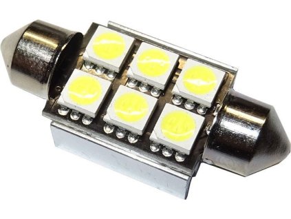 30650 zarovka led sv8 5 8 sufit 12v bila 6x led smd5050 delka 36mm