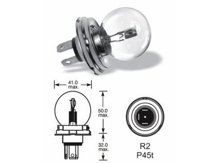 41810 zarovka 24v 55 50w asymetricka p45t lucas