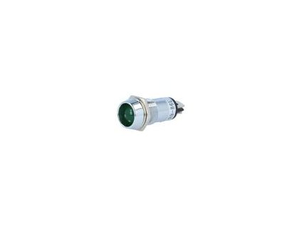 Kontrolka: LED vydutá zelená 12VDC Ø14,2mm IP40 mosaz