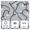 LED vánoční cherry řetěz – kuličky, 8 m, venkovní i vnitřní, studená bílá, programy
