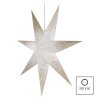 LED hvězda papírová závěsná se zlatými třpytkami na okrajích, bílá, 60 cm, vnitřní