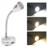 Flexibilní čtecí LED lampa stříbrná, stmívatelná 12-24V, 3W denní bílá