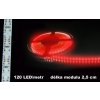 3852 led pasek 12v cerveny ip65 120led bile pozadi vodeodolny 600lm