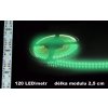 3856 led pasek 12v zeleny ip65 120led bile pozadi vodeodolny 390lm