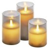 LED dekorace – 3x vosková svíčka ve skle, 6x AA, teplá bílá, časovač