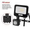 LED reflektor GLARO s pohybovým čidlem, 10 W, černý, IP54, 1000 lm, neutrální bílá
