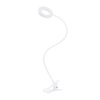 LED stmívatelná stolní lampička s klipem bílá, 300lm, nastavitelná teplota světla, USB