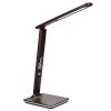 LED stolní lampička s displayem, 9W, volba teploty světla, kůže, hnědá