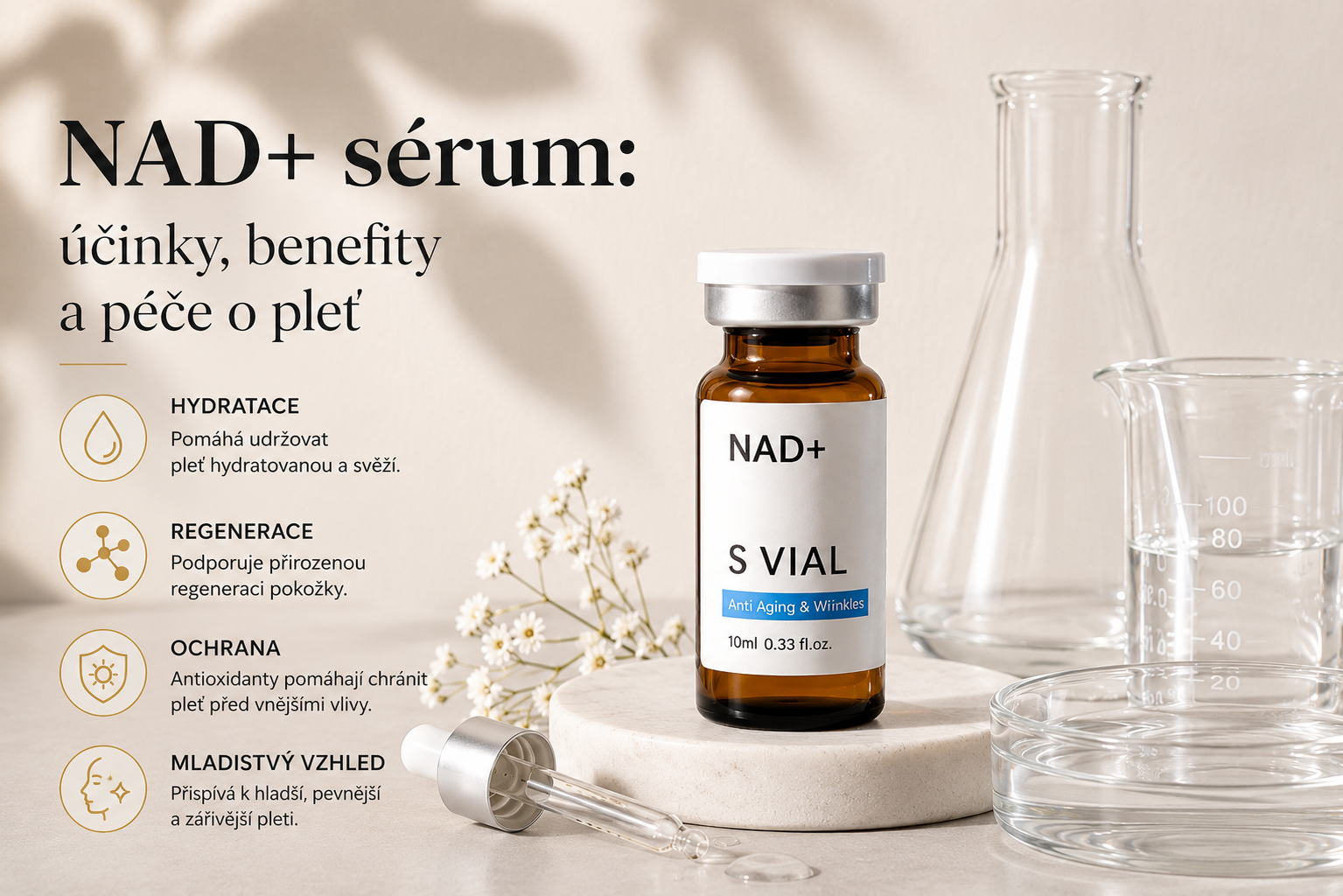NAD+ sérum: účinky, benefity a péče o pleť