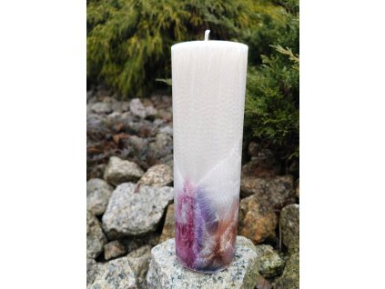 Palmová svíčka Harmonie, výška 20 cm, průměr 6,5 cm, ručně vyráběná z palmového vosku s krystalickou strukturou, přinášející harmonii a vyrovnanost do dne