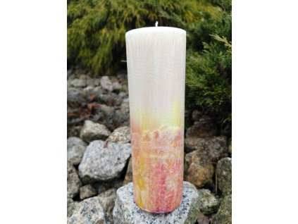 Palmová svíčka Hojnost, výška 20 cm, průměr 6,5 cm, ručně vyráběná z palmového vosku s krystalickou strukturou, symbol vděčnosti a hojnosti.