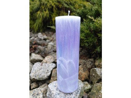 Palmová svíčka Ochrana, výška 20 cm, průměr 6,5 cm, ručně vyráběná z palmového vosku s krystalickou strukturou, symbol ochrany a bezpečí domova.