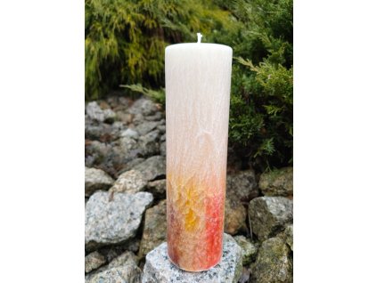 Palmová svíčka Změna, výška 22 cm, průměr 6 cm, ručně vyráběná z palmového vosku s krystalickou strukturou, symbol odvahy ke změně a novým začátkům.