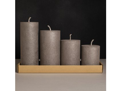 svíčky šedé rucne delane