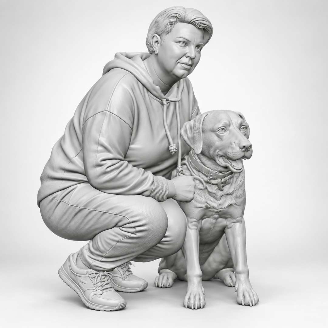 3D figurka člověka se psem