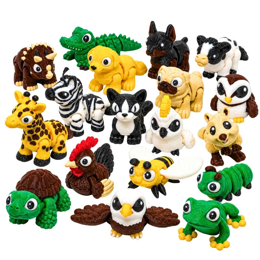 Realistická barevná 3D mini zvířátka
