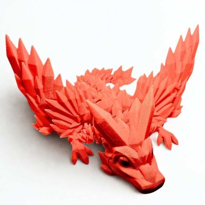 3D krystalový drak s křídly zeleno modrý