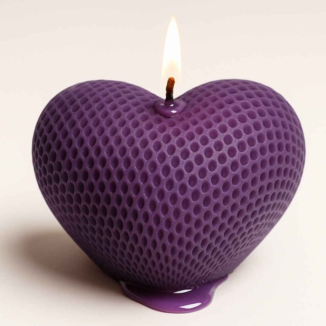 Vonná svíčka Velké dírkované srdíčko | 65 g | Svíčkománie3D | Zvolte si barvu: Fialová