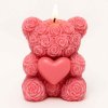 Medvěd z růžiček svíčka růžová