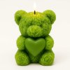 Medvěd z růžiček svíčka zelená