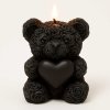 Medvěd z růžiček svíčka černá